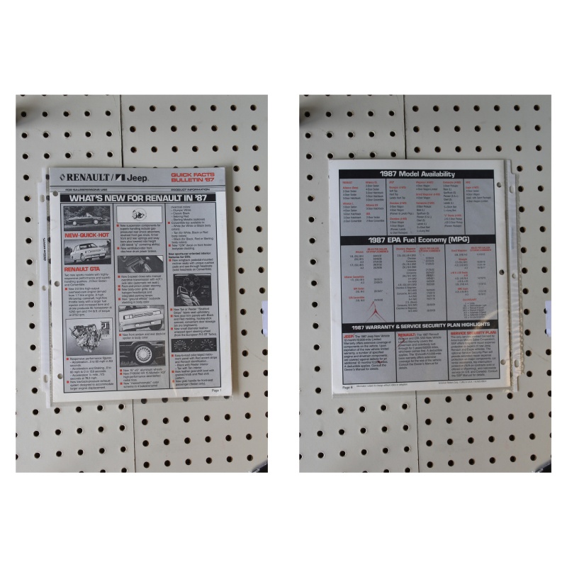 1987   Booklet Renault Quick Facts Bulletin 8 Pages