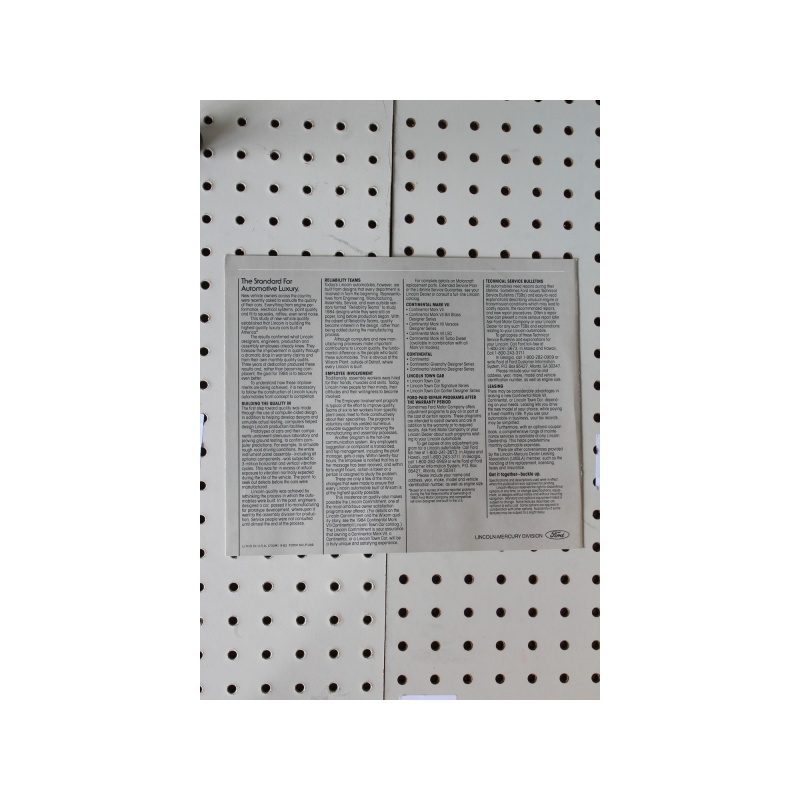 1984 Lincoln  Flyer(Trifold) Product Line-Up