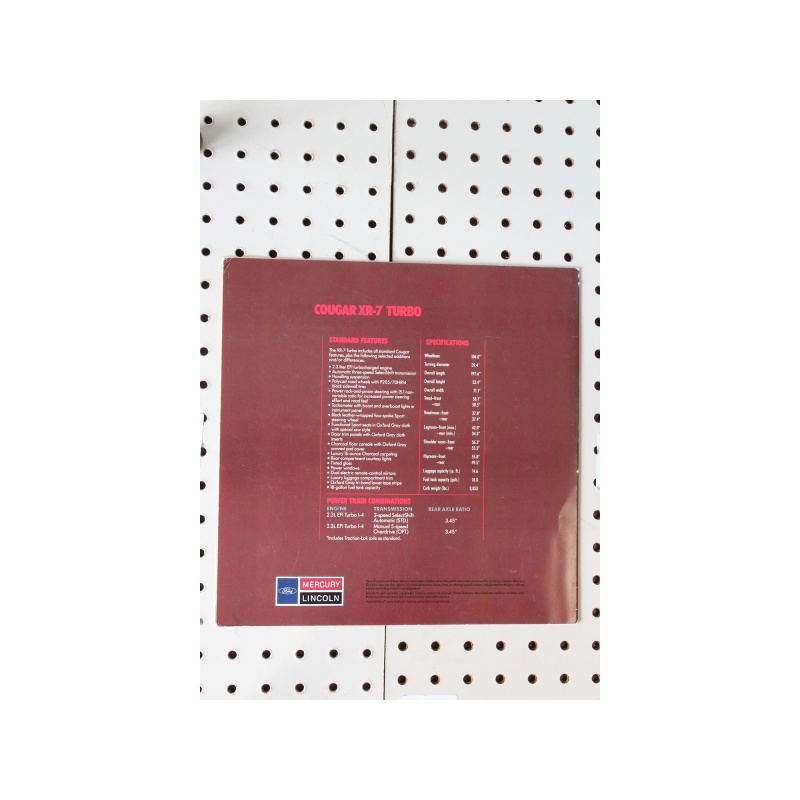 1984 Mercury Cougar Flyer(Bifold) XR-7 Turbo