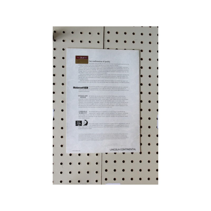 1989 Lincoln Continental Brochure  21 Pages