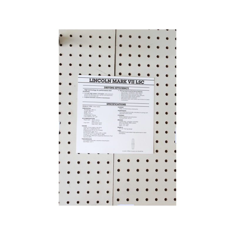 1986 Lincoln Mark VII Flyer(Single Page)