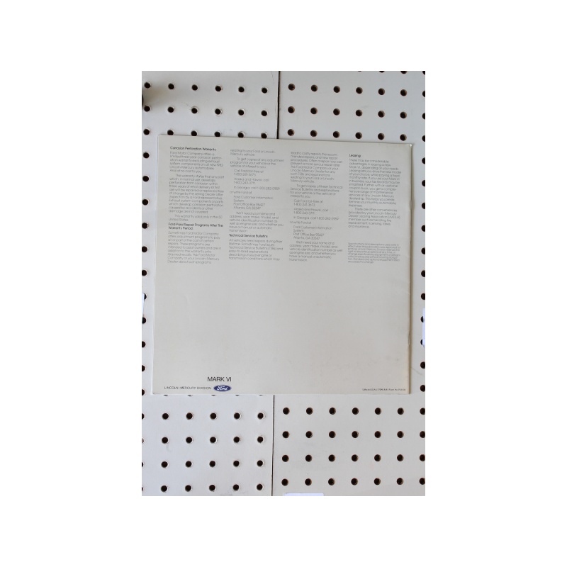 1982 Lincoln Mark VI Brochure  19 Pages