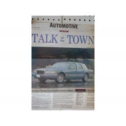 1991 Lincoln Town Car Newspaper Clipping Automotive Talk of the Town  