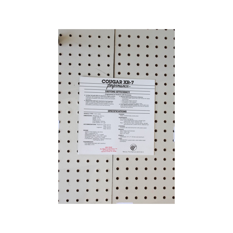 Mercury Cougar Flyer(Single Page) XR-7