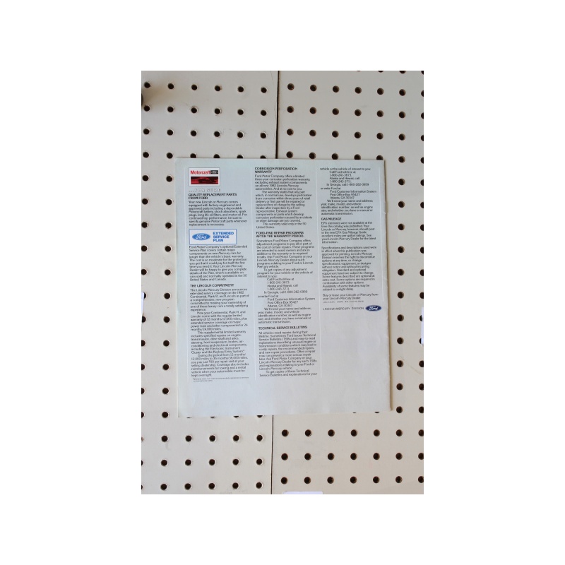 1982 Lincoln  Brochure  Mercury 15 Pages