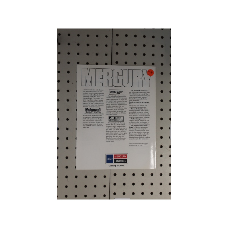 1991 Mercury  Brochure Product Line-Up  15 Pages