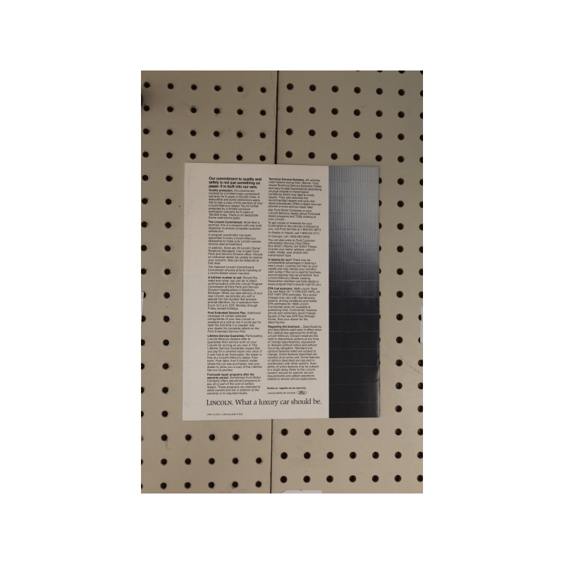1988 Lincoln  Brochure Product Line-Up  4 Pages