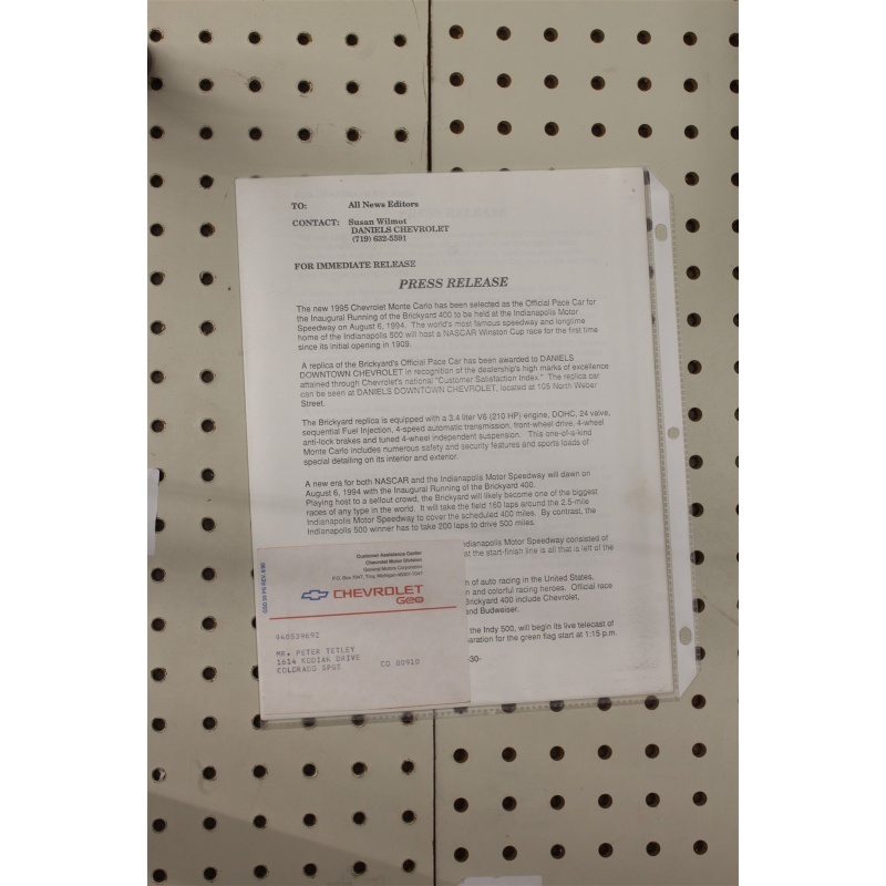 1994 Chevrolet  Flyer(Single Page) Product Reviews - Press Release