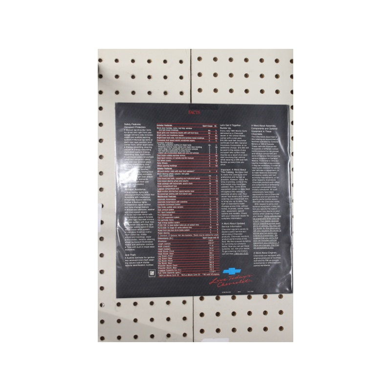 1985 Chevrolet Monte Carlo Brochure  11 Pages