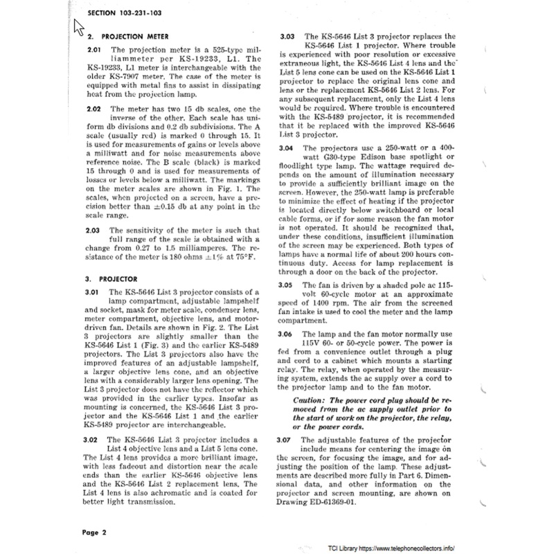 KS-5646 List 1 Projector Testrite Made For Western Electric