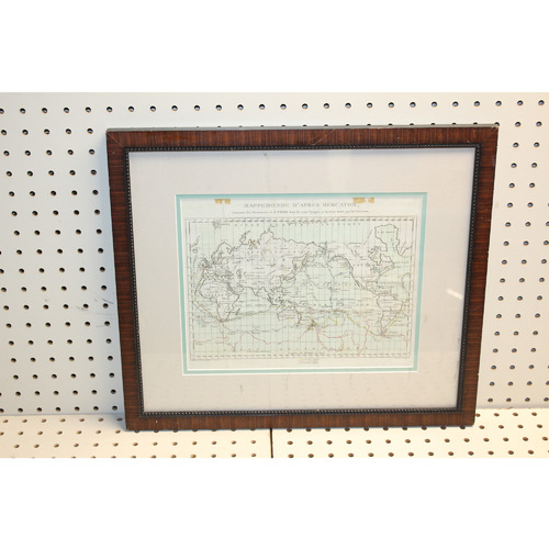 18 x 15.5 Framed Print MAPPEMONDE DAPRES MERCATOR J. COOK