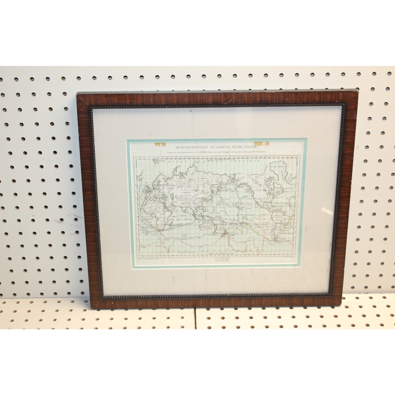 18 x 15.5 Framed Print MAPPEMONDE DAPRES MERCATOR J. COOK