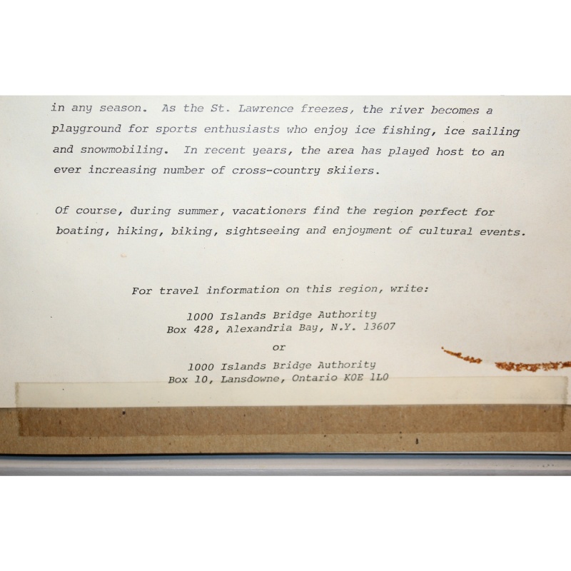 20.5 x 15 Print board Framed 1000 ISLANDS BRIDGE 1979