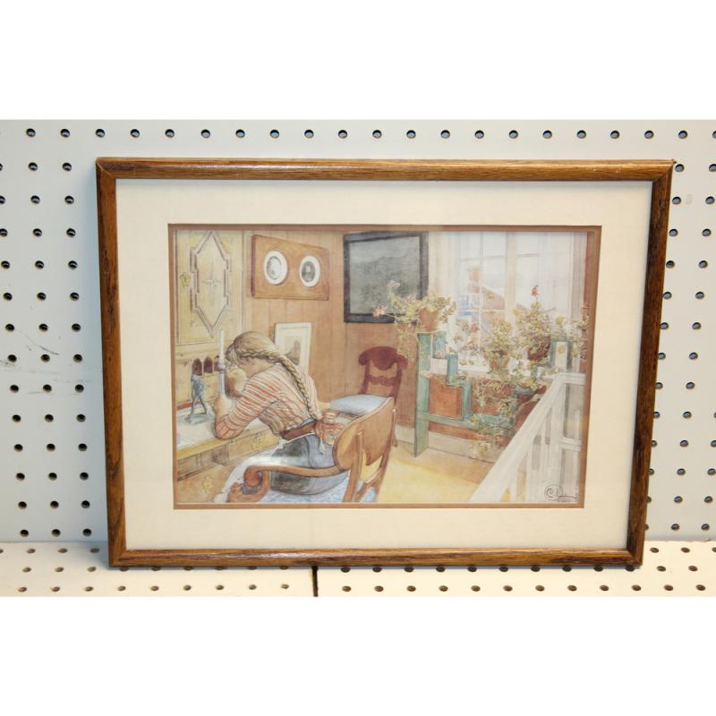 17 x 13 Framed Print  Letter-writing by Carl Larsson