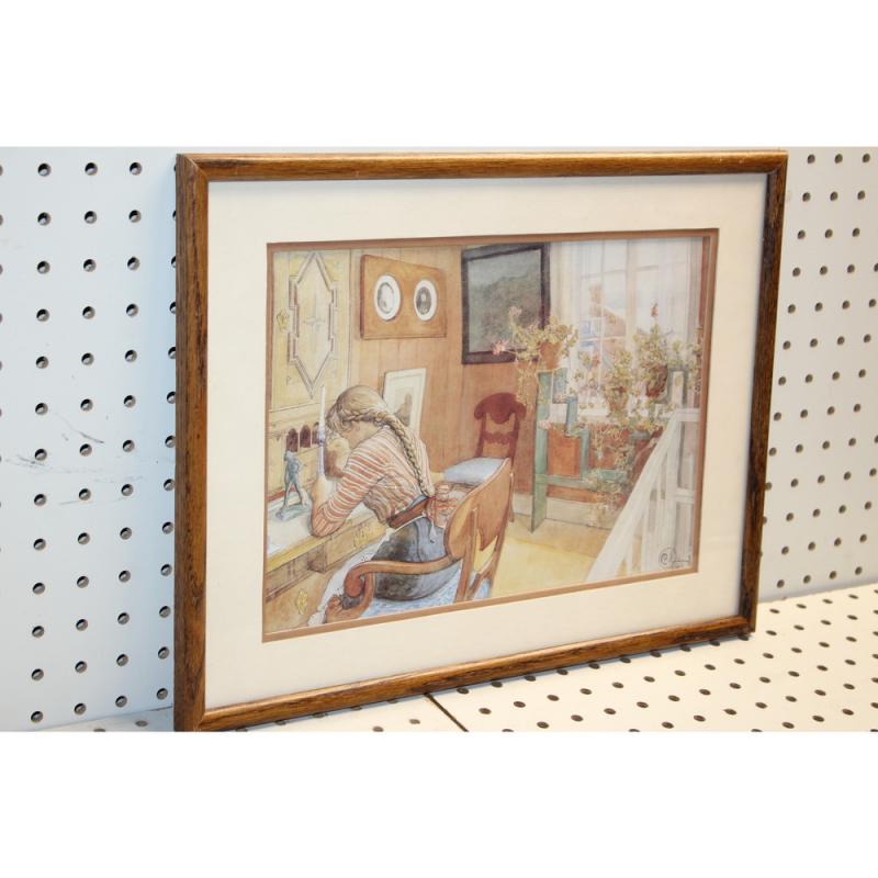 17 x 13 Framed Print  Letter-writing by Carl Larsson