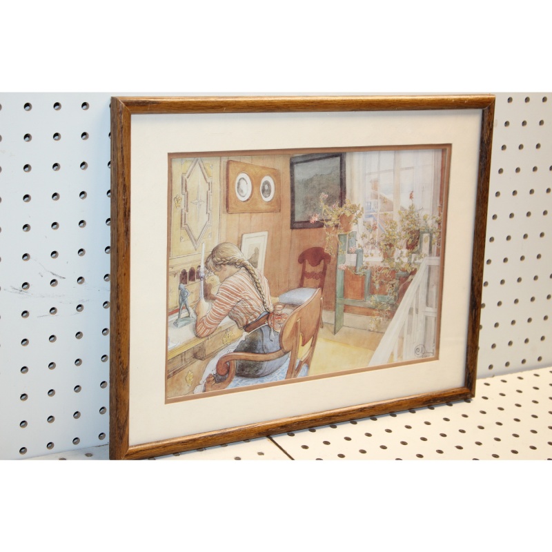 17 x 13 Framed Print  Letter-writing by Carl Larsson