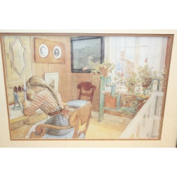 17 x 13 Framed Print  Letter-writing by Carl Larsson