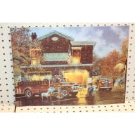 17.5 x 12.5 picture on tin VILLAGE FIRE HOUSE