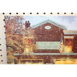 17.5 x 12.5 picture on tin VILLAGE FIRE HOUSE