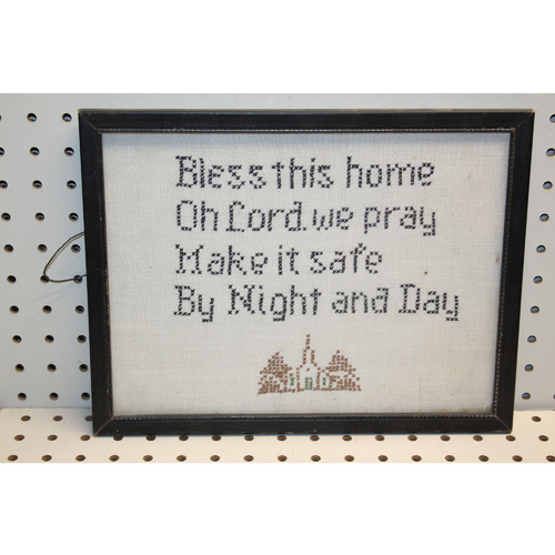 13 x 10 Framed cross stitch BLESS THIS HOME