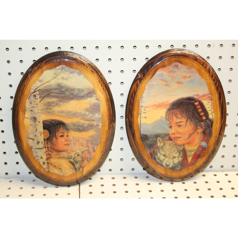 8 x 12 INdian art on wood LOT OF 2