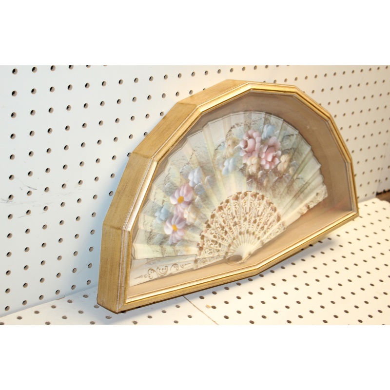 20 x 12 victorian fan in display case NEWMAN GALLERIES