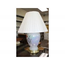 24" Tall Lamp - Floral pattern porcelain with gold accent and shade