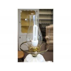 19" Tall Lamp - Vintage  Flower Design Milk Glass & Brass
