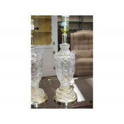 14" Tall Lamp - Matching pair of cut class bases with gold accent