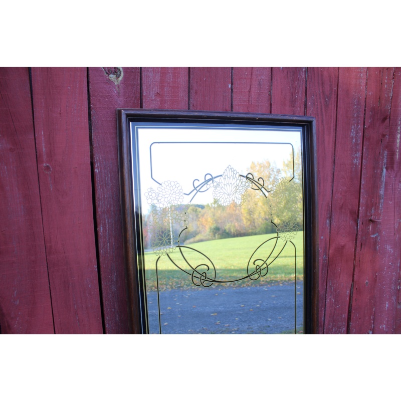 27.5" x 40" Decorative Mirror with Design on the Mirror