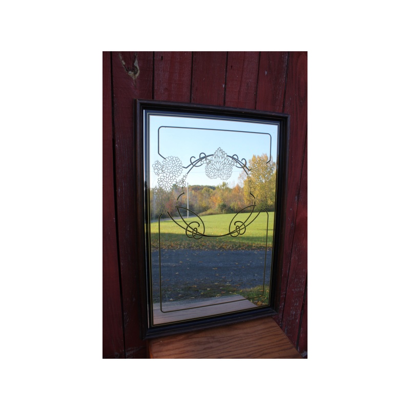 27.5" x 40" Decorative Mirror with Design on the Mirror