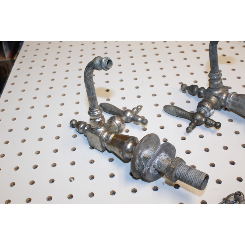  Vintage Hot & Cold Side Handle Faucet Fixtures W/ Stopper Architectural Salvage