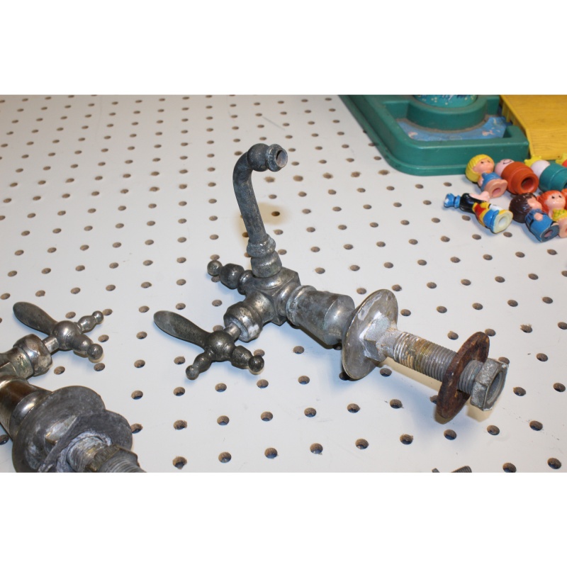  Vintage Hot & Cold Side Handle Faucet Fixtures W/ Stopper Architectural Salvage