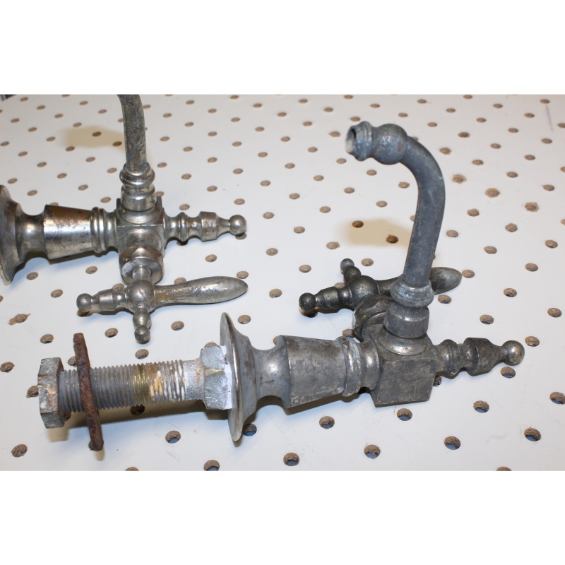  Vintage Hot & Cold Side Handle Faucet Fixtures W/ Stopper Architectural Salvage