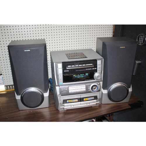 Aiwa CX- ZL500 Audio System 5 Disc CD Changer, Dual Cassette, AM/FM