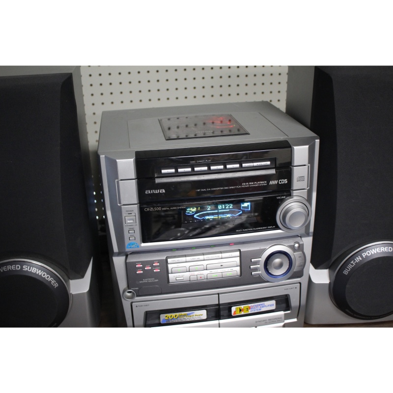 Aiwa CX- ZL500 Audio System 5 Disc CD Changer, Dual Cassette, AM/FM
