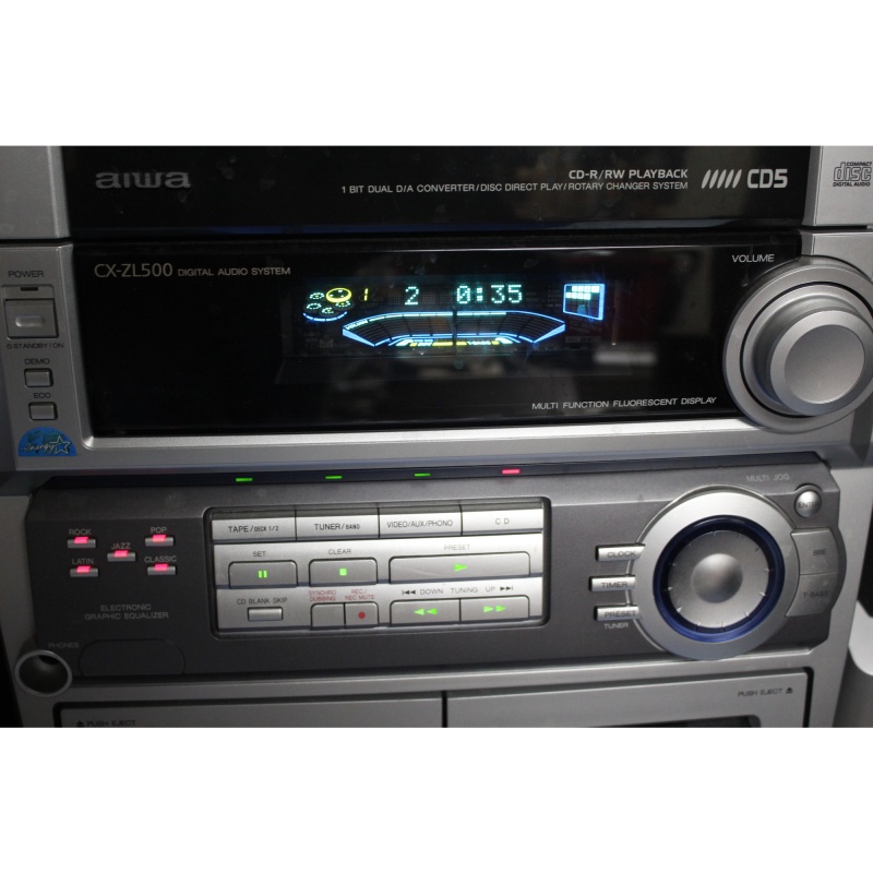 Aiwa CX- ZL500 Audio System 5 Disc CD Changer, Dual Cassette, AM/FM