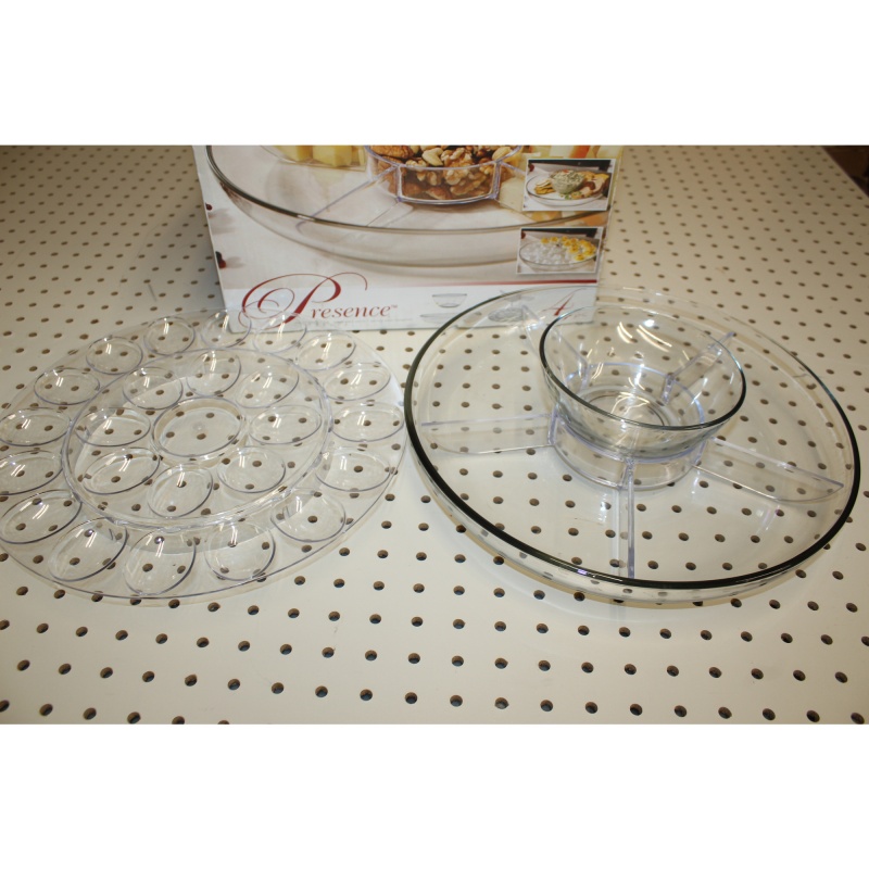 Anchor Hocking Presence 4 pc Entertainment Set, Devil Eggs Tray, Appetizer Tray
