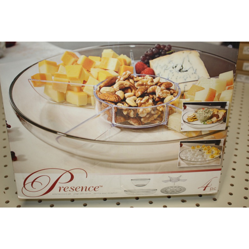 Anchor Hocking Presence 4 pc Entertainment Set, Devil Eggs Tray, Appetizer Tray