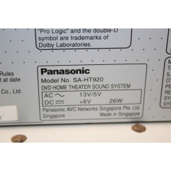 Panasonic SA-HT920 5.1 Channel Home Theater System 5 Disc DVD/CD Parts or Repair