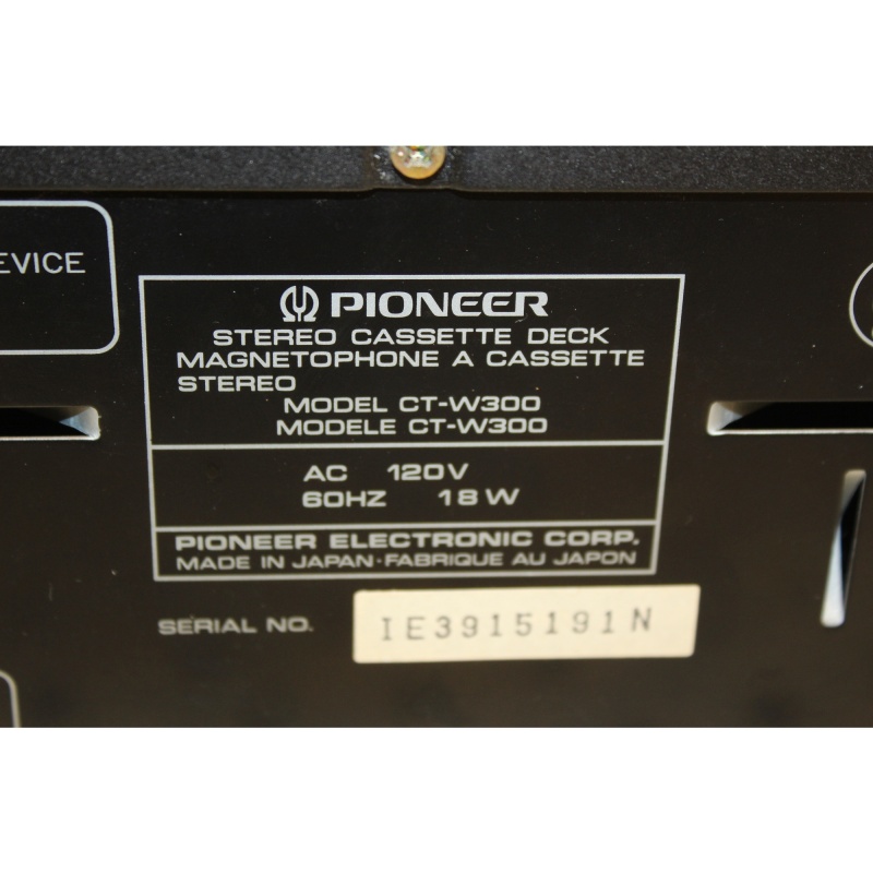 Pioneer Stereo Dual Double Cassette Deck Tape Player Dolby Recorder Ct-w300