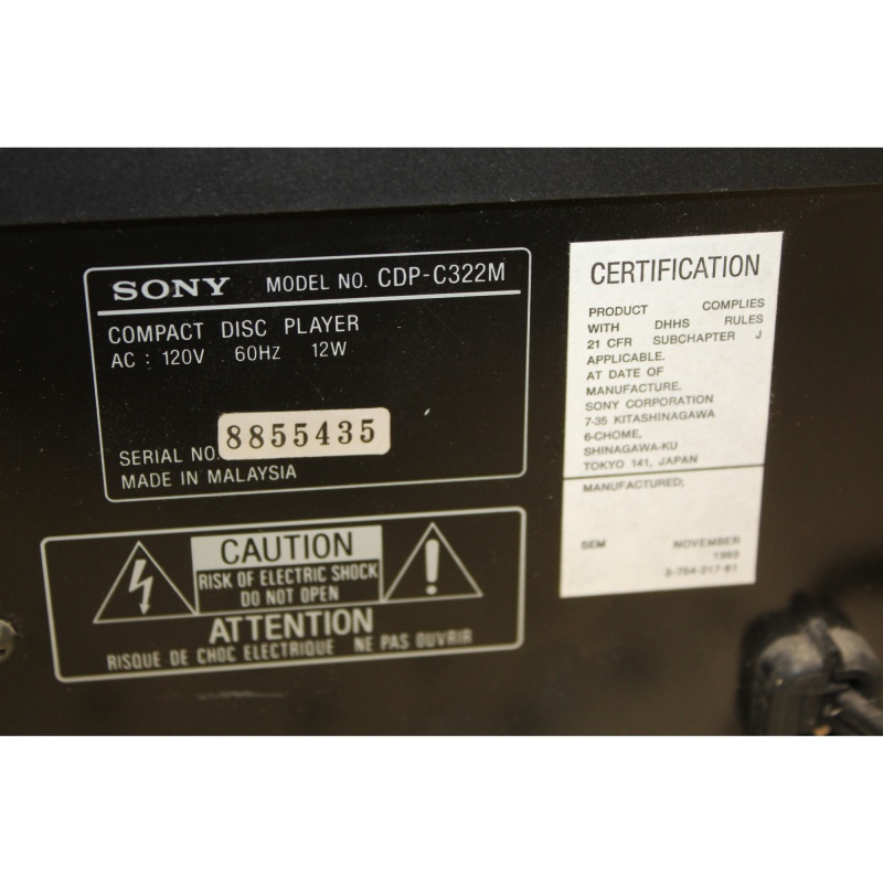 Sony CDP-C322M 5 Disc Carousel CD Player Deck High Density Linear Converter