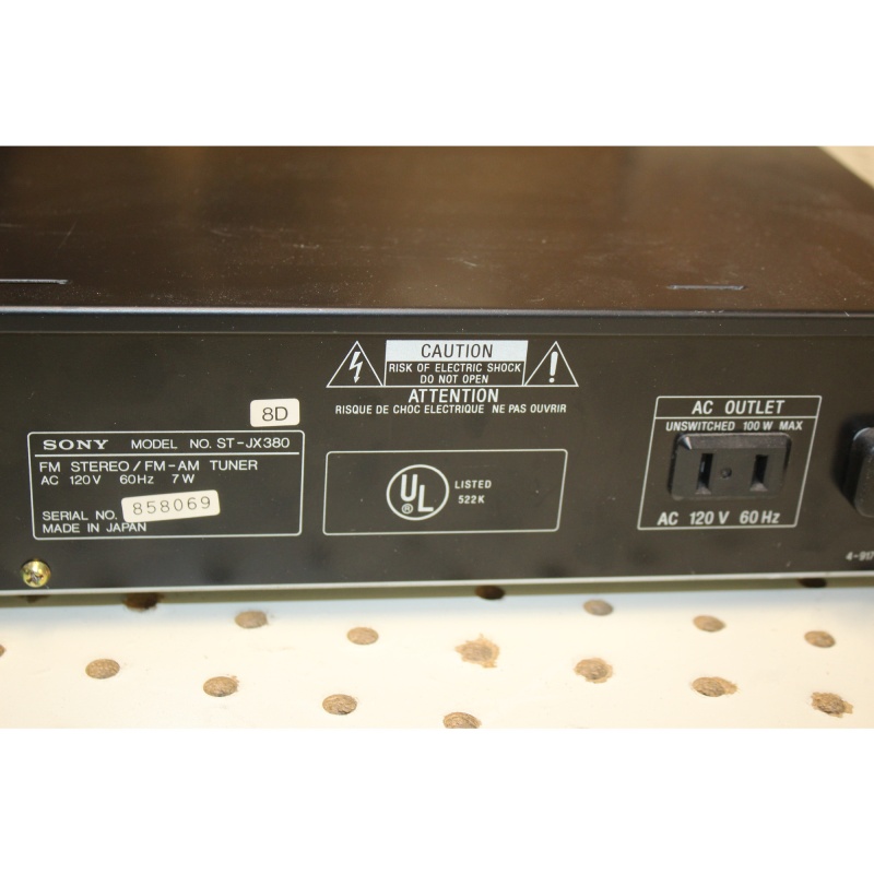 SONY ST-JX380 FM STERO AM FM TUNER QUARTZ LOCK DIGITAL SYNTHESIZER 25 PRESET