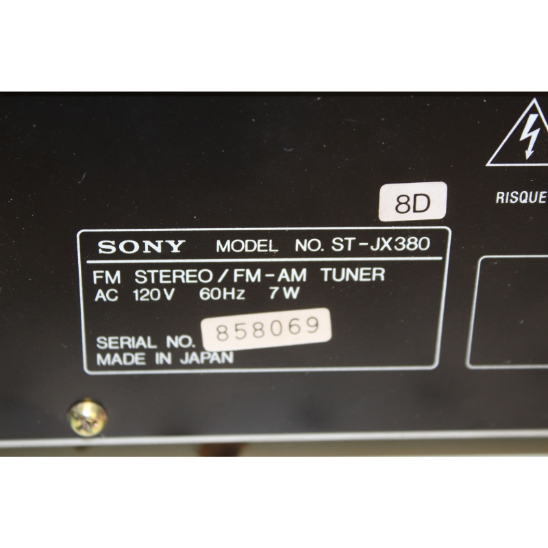 SONY ST-JX380 FM STERO AM FM TUNER QUARTZ LOCK DIGITAL SYNTHESIZER 25 PRESET