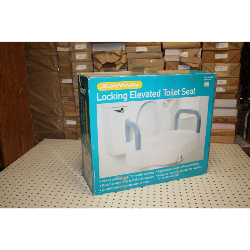SunMark / McKesson Locking Elevated Toilet Seat, Removable Padded Arms 5" Height