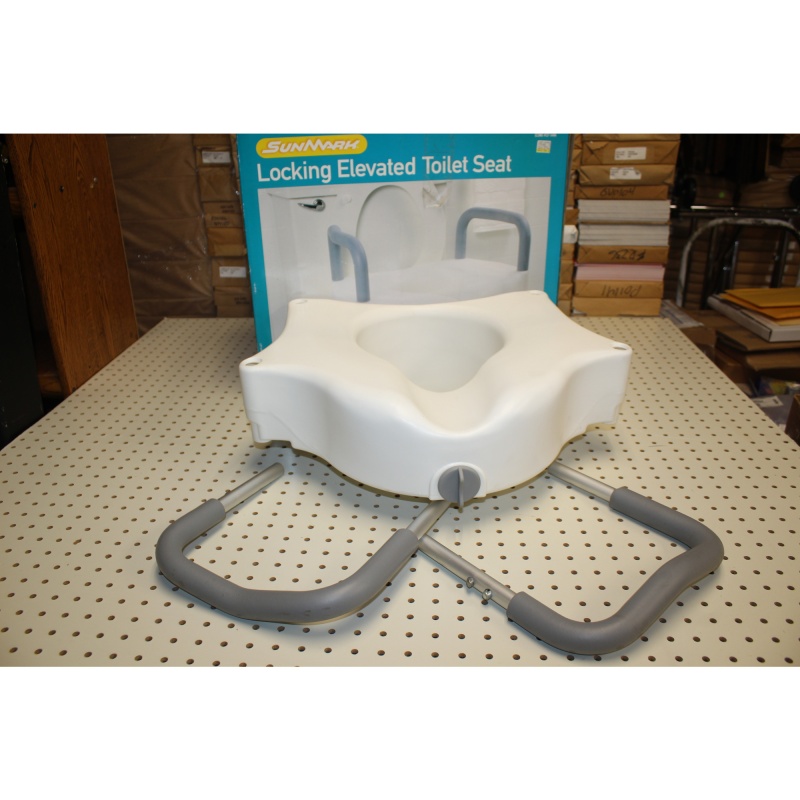 SunMark / McKesson Locking Elevated Toilet Seat, Removable Padded Arms 5" Height