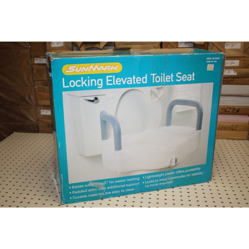 SunMark / McKesson Locking Elevated Toilet Seat, Removable Padded Arms 5" Height