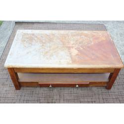 Solid Unusual Lift Top / Pop Up Coffee Table 48" x 25" x 18" needs a Little TLC