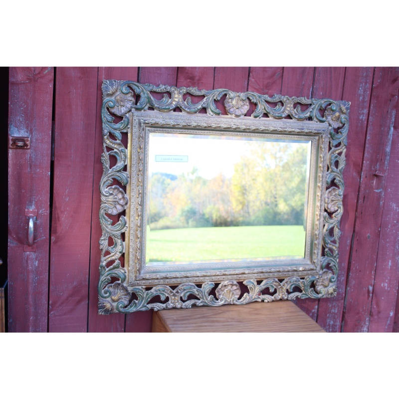 Very Ornate Labarge - Hand Carved 43.5" x 35" Mirror with Beveled Glass