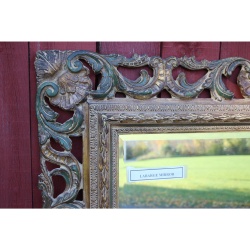 Very Ornate Labarge - Hand Carved 43.5" x 35" Mirror with Beveled Glass
